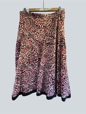 Christopher and Banks Floral Midi Skirt 2X Pink Black Flowy Plus Size 2X Boho
